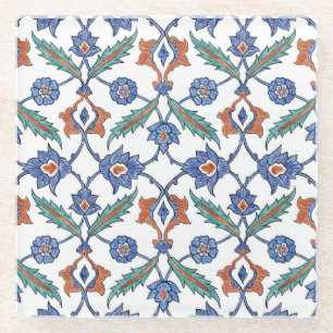 Dessous-de-verre En Verre Carreaux turcs médiévaux : Ornement floral.