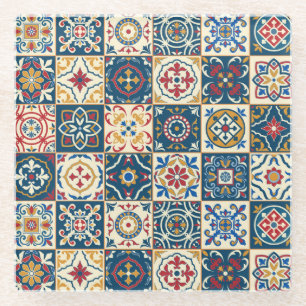 Dessous-de-verre En Verre Carrelage marocain coloré, magnifique motif sans s