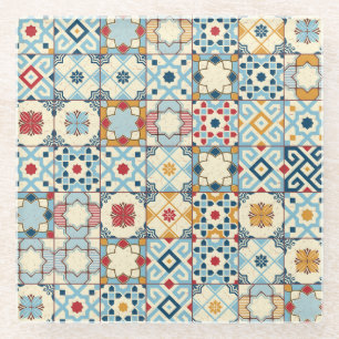 Dessous-de-verre En Verre Carrelage marocain, motif sans couture colorée.