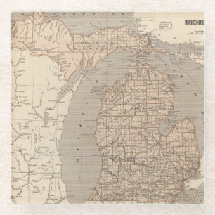Dessous-de-verre En Verre Carte d'atlas du Michigan
