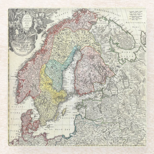 Dessous-de-verre En Verre Carte de la Scandinavie antique (Devant)