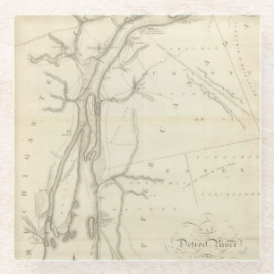 Dessous-de-verre En Verre Carte de Rivière Détroit