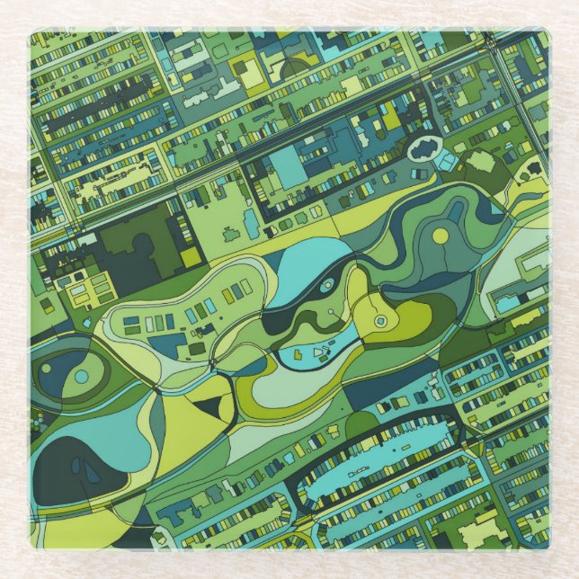 Dessous-de-verre En Verre Carte de structure de ville d'Amsterdam (Devant)