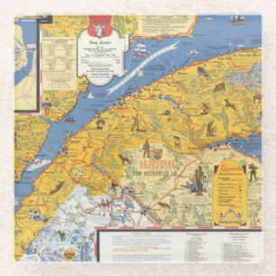 Dessous-de-verre En Verre Carte de Vacanes, Québec, Gaspesie (Canada)