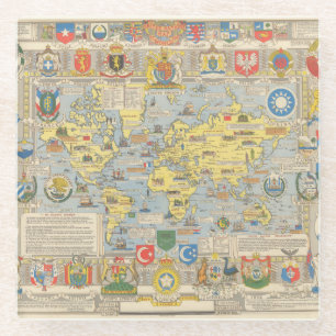 Dessous-de-verre En Verre Carte des Nations Unies du monde