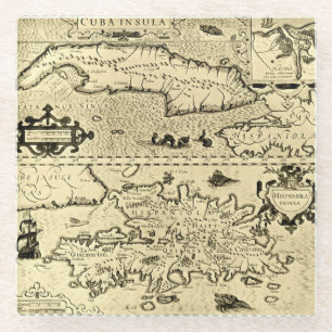 Dessous-de-verre En Verre Carte du Cuba et du Hispaniola