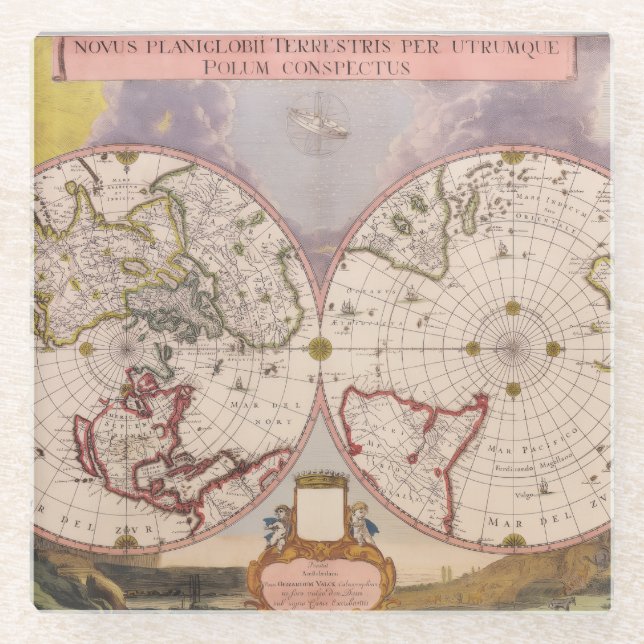 Dessous-de-verre En Verre Carte du monde antique (Devant)