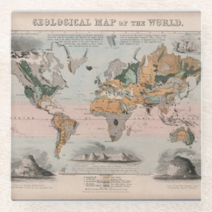Dessous-de-verre En Verre Carte géologique du monde