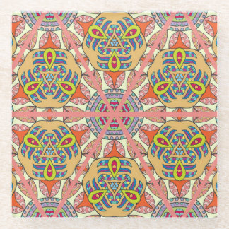 Dessous-de-verre En Verre Carton triangulaire coloré, art dessiné à la main.