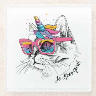 Dessous-de-verre En Verre Caticorn ainsi Meowgical