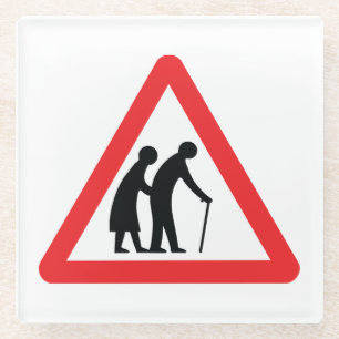 Dessous-de-verre En Verre CAUTION Personnes ÂGÉES - VOYAGE UK