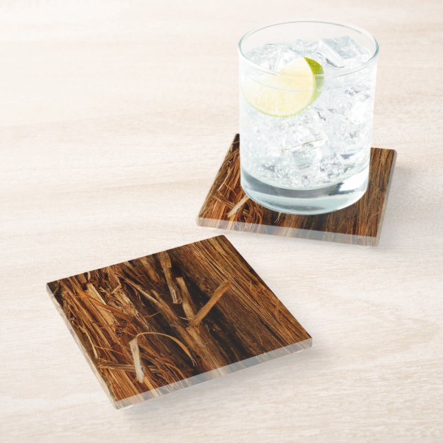 Dessous-de-verre En Verre Cèdre texturé en écorce de bois (Incliné)