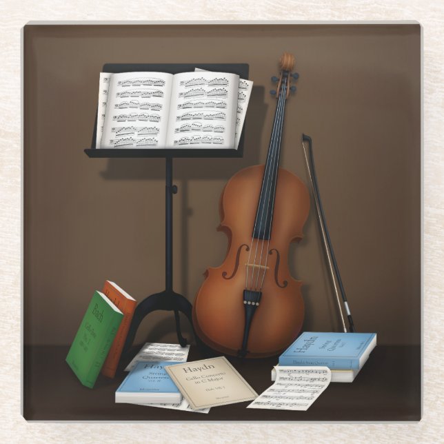 Dessous-de-verre En Verre Cello Amid Music Livres & Partitions Musique Class (Devant)