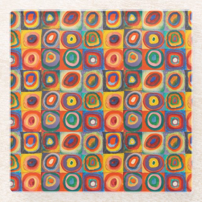 Dessous-de-verre En Verre Cercles concentrés Carré de Kandinsky (Devant)