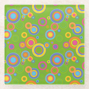 Dessous-de-verre En Verre Cercles mods rétro sur vert
