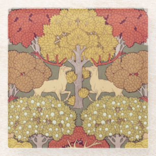 Dessous-de-verre En Verre Cerf & Arbre, Écureuil, Oiseau, Baies Rowan Art No