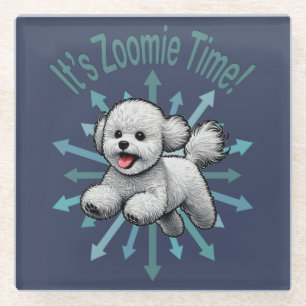 Dessous-de-verre En Verre C'est le temps Zoomie Bichon frisé