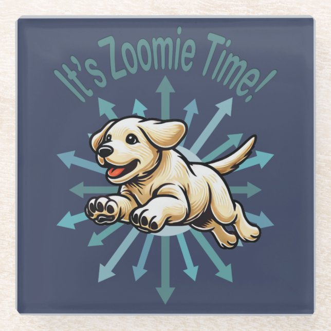 Dessous-de-verre En Verre C'est le temps Zoomie Golden Lab (Devant)