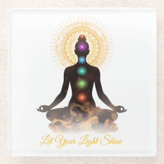 Dessous-de-verre En Verre Chakra Silhouette Coaster – Laissez Votre Lumière