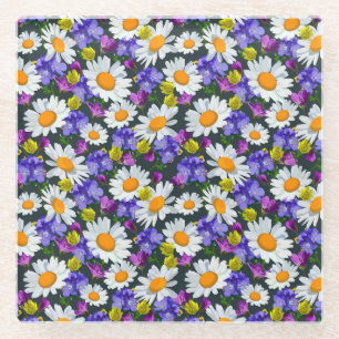 Dessous-de-verre En Verre Chamomille, fleurs sauvages : motif sans soudure.