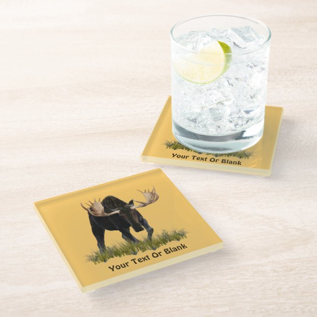 Dessous-de-verre En Verre Charging Bull Moose (Incliné)