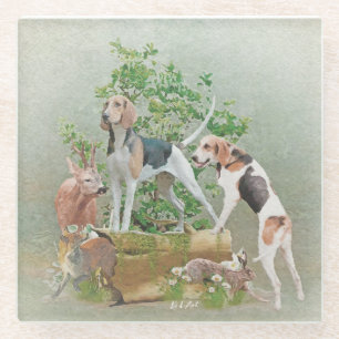 Dessous-de-verre En Verre Chasse aux chiens