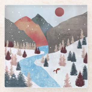 Dessous-de-verre En Verre Chasse hivernale Fox