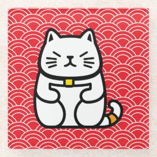 Dessous-de-verre En Verre Chat chanceux japonais ou Maneki-Neko