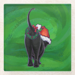 Dessous-de-verre En Verre Chat noir de Noël en vert