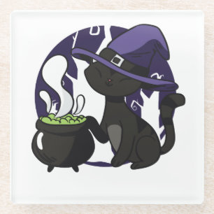 Dessous-de-verre En Verre Chat noir des sorcières