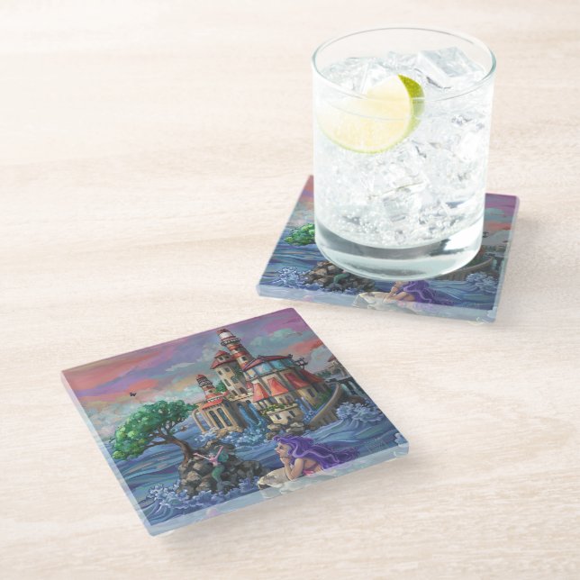 Dessous-de-verre En Verre Château de la Sirène Art (Incliné)
