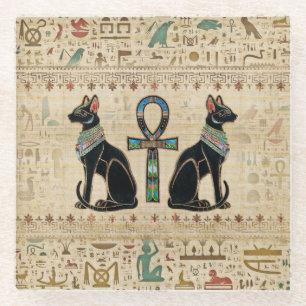 Dessous-de-verre En Verre Chats égyptiens et croix de cheville
