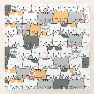 Dessous-de-verre En Verre Chats mignons
