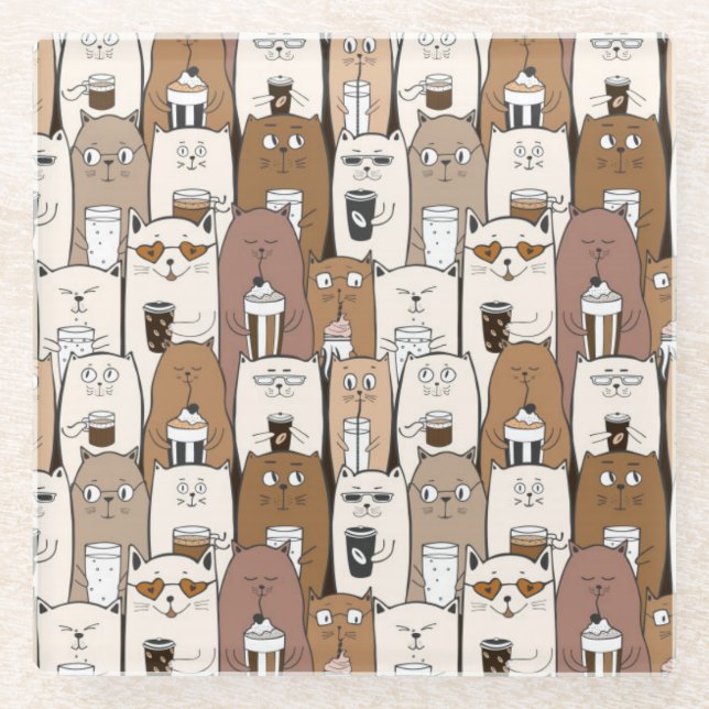 Dessous-de-verre En Verre Chats mignons (Devant)