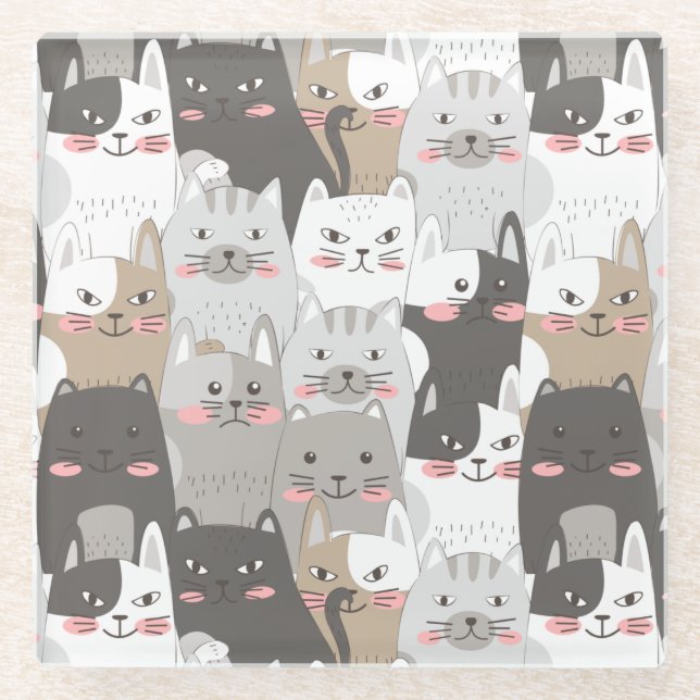 Dessous-de-verre En Verre Chats mignons (Devant)