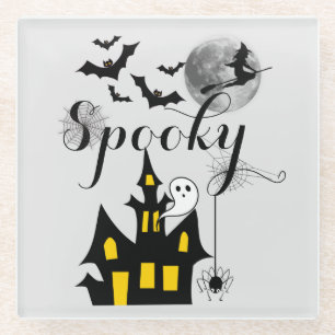 Dessous-de-verre En Verre Chauve-souris Éffrayante d'Halloween maison hantée