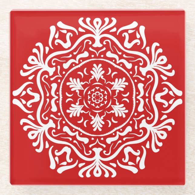 Dessous-de-verre En Verre Cherry Mandala (Devant)