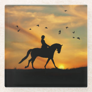 Dessous-de-verre En Verre Cheval et cavalier
