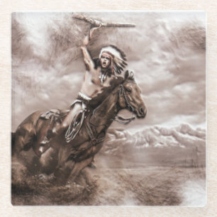 Dessous-de-verre En Verre Cheval Indien Américain