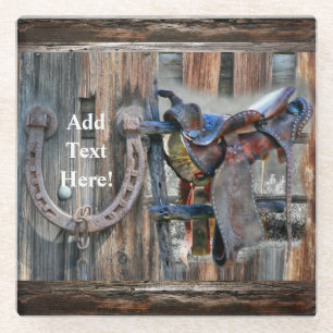 Dessous-de-verre En Verre Cheval Saddle Horseshoe Rustique Western Glass Coa