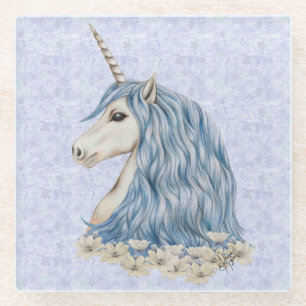 Dessous-de-verre En Verre Cheveux de bleu de licorne