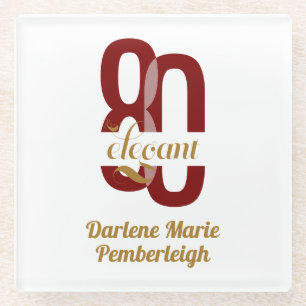 Dessous-de-verre En Verre Chic Eighty & Elegant Ruby Red Gold 80e anniversai