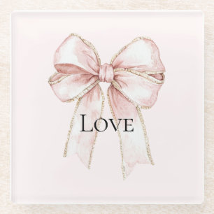 Dessous-de-verre En Verre Chic Joli Bow Rose