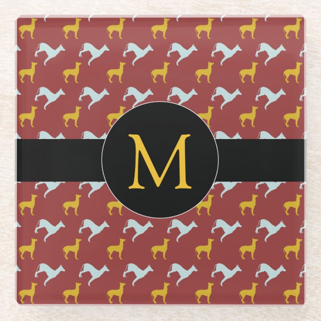 Dessous-de-verre En Verre Chien Année 2018 Zodiac Anniversaire Monogramme Ve (Devant)