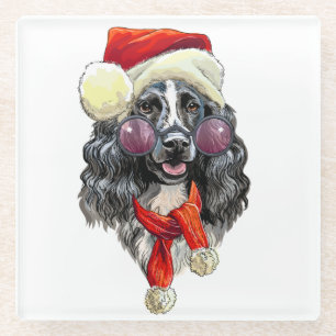 Dessous-de-verre En Verre Chien de Noël spaniel jeter oreiller