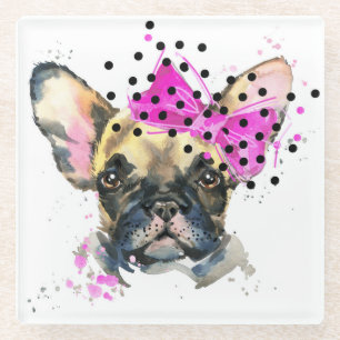 Dessous-de-verre En Verre Chien de Taureau de Français de Cutie