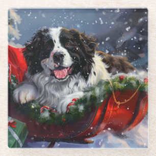 Dessous-de-verre En Verre Chien de Terre-Neuve Noël Festif