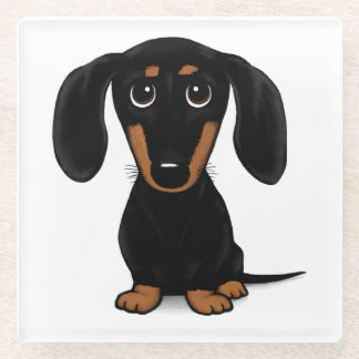 Dessous-de-verre En Verre Chien noir et tan Dachshund mignon Weiner