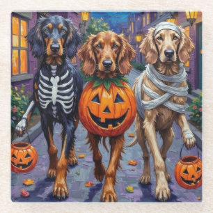 Dessous-de-verre En Verre Chiens Afghan Hound faisant Trick-or-Treating pour