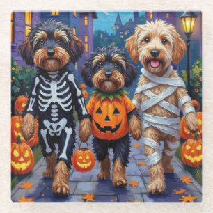 Dessous-de-verre En Verre Chiens Havanais Trick-or-Treating Costumes d'Hallo